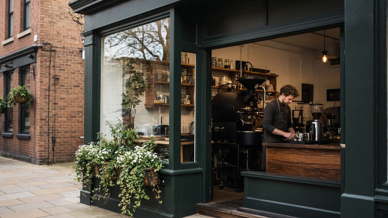 Coffee shop / small specialty roastery workspace at Noble Horizon House